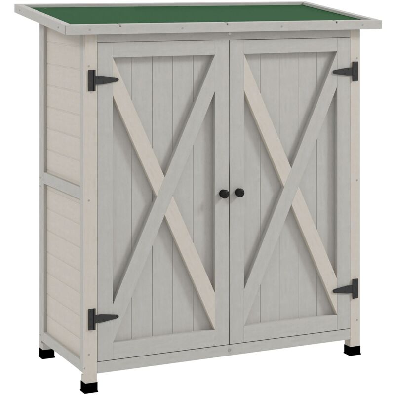 foto del prodotto armadio da esterno con tetto impermeabile 110x55x117 cm in legno di abete grigio