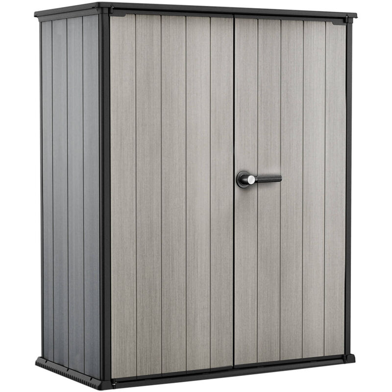 foto del prodotto armadio da esterno digby, mobile outdoor, mobiletto giardino multiuso, contenitore per balcone o garage, 140x74 h170 cm, grigio dmora