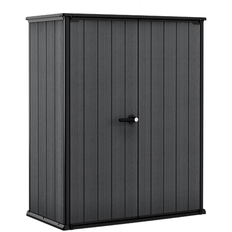 immagine 0 del prodotto armadio da esterno fuscaldo, mobile outdoor, mobiletto giardino multiuso, contenitore per balcone o garage, 140x74 h170 cm, grigio scuro dmora