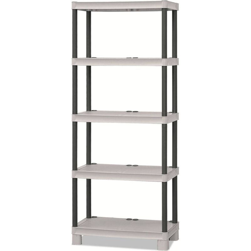 foto del prodotto armadio da esterno giri, scaffale outdoor, armadio balcone multiuso a 3 ripiani, 100 made in italy, 70x35h172 cm, grigio chiaro e nero dmora