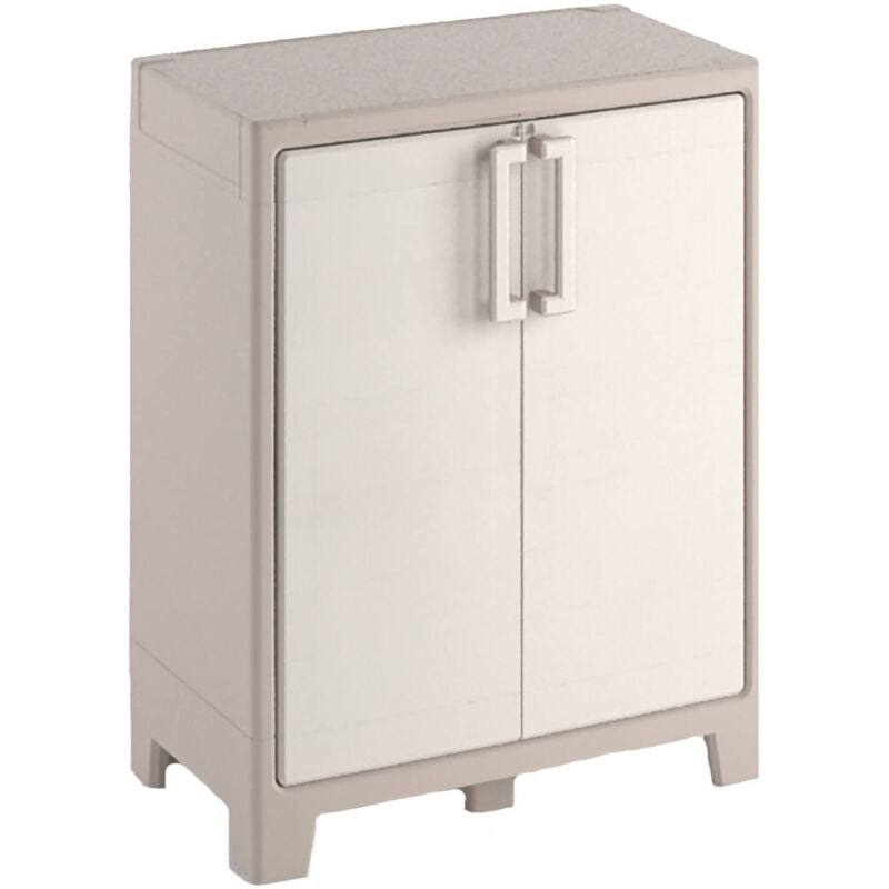 foto del prodotto armadio da esterno grimsby, mobile outdoor, mobiletto giardino multiuso, contenitore per balcone o garage, made in italy, 80x44 h100 cm, sabbia