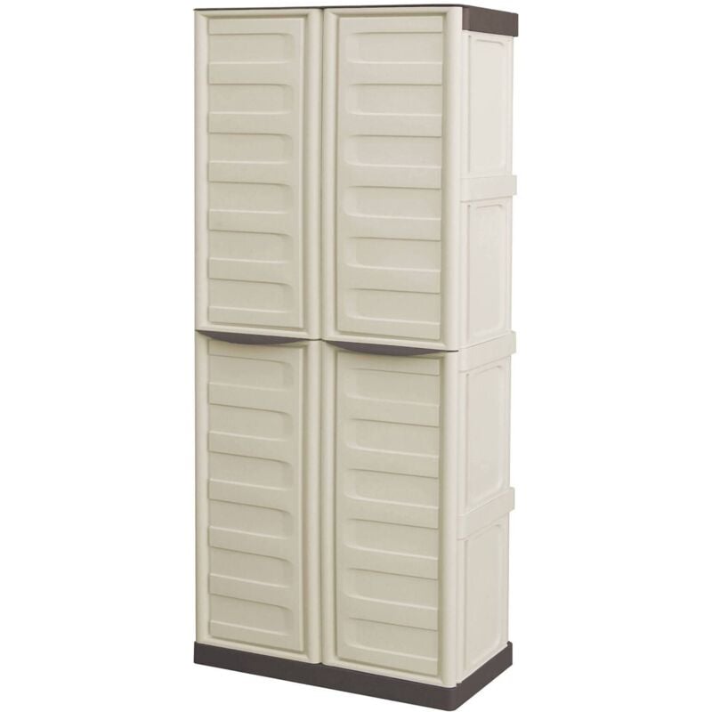 foto del prodotto armadio da esterno ipno, armadio balcone multiuso, mobile porta scope 2 ante, 100 made in italy, 70x47h178 cm, beige e marrone, finitura righe