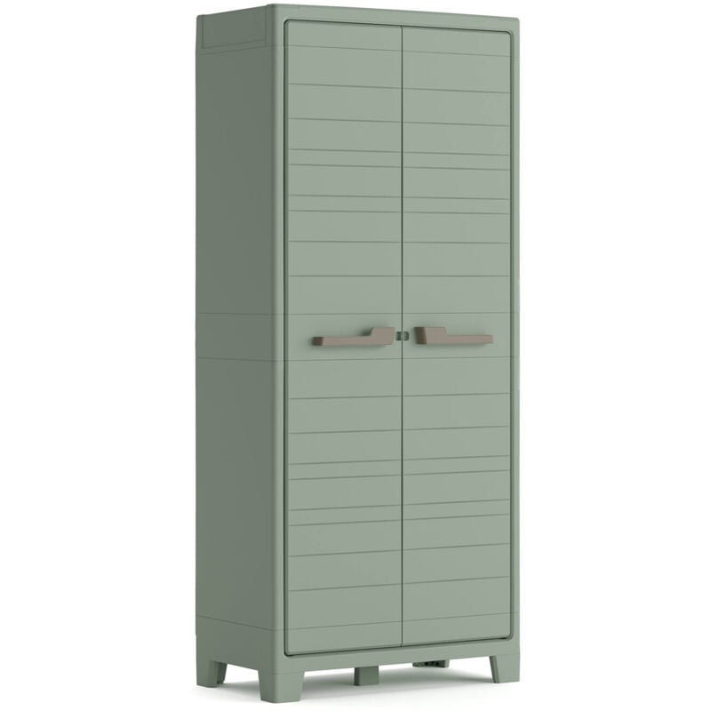 foto del prodotto armadio da esterno sarezzo, mobile outdoor, mobiletto giardino multiuso, made in italy, 80x44 h182 cm, grigio e verde dmora