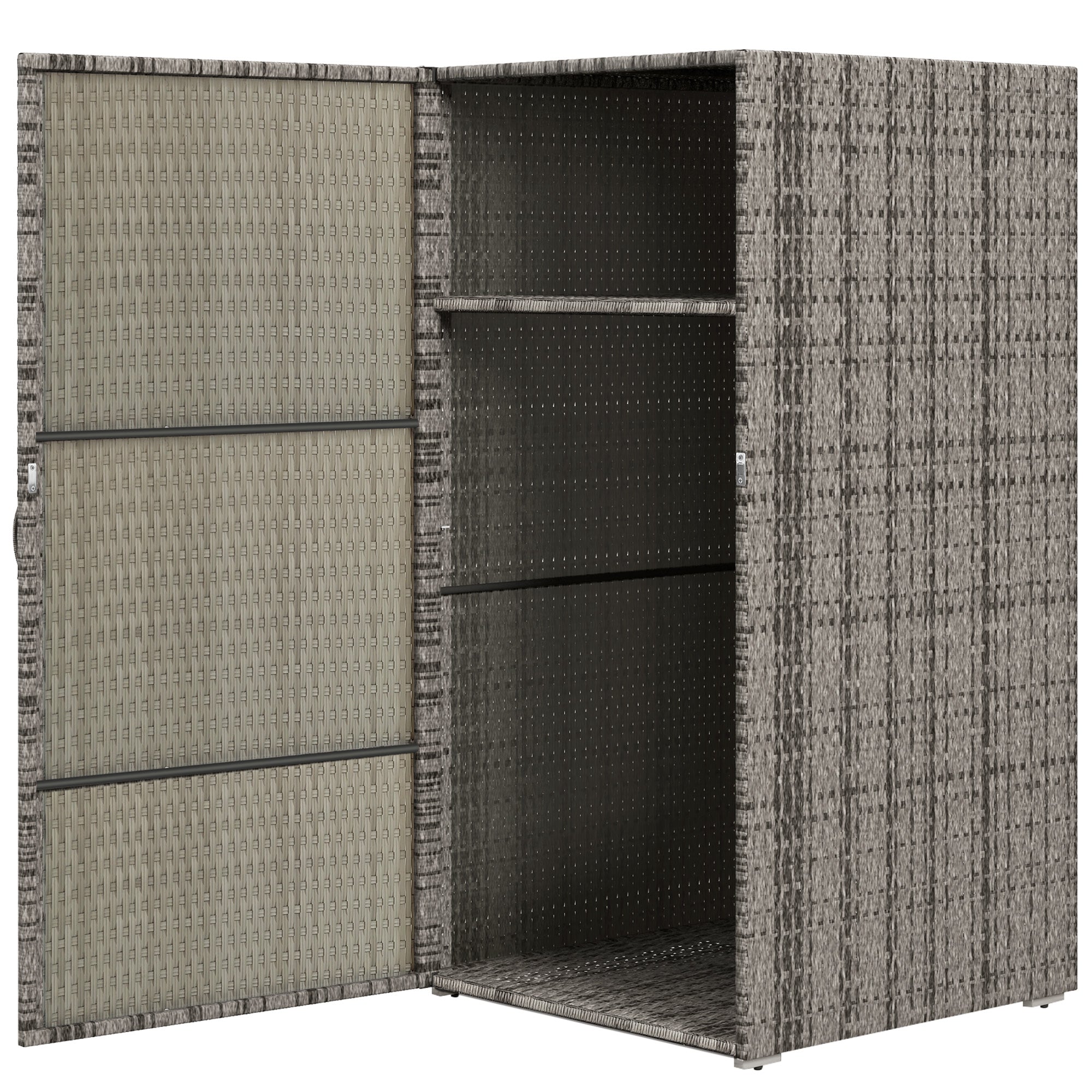 foto del prodotto armadio da giardino 2 vani 60x63x120 cm in rattan pe grigio