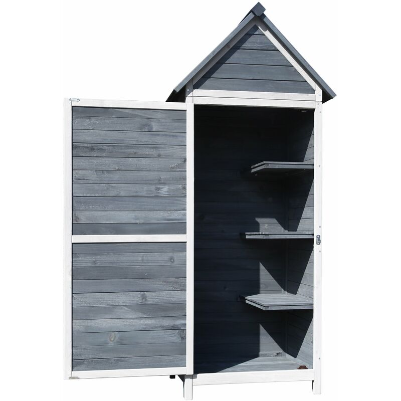 foto del prodotto armadio da giardino in legno grigio 77x53x179 cm con porta a battente e tetto isolato con bitume wiltec