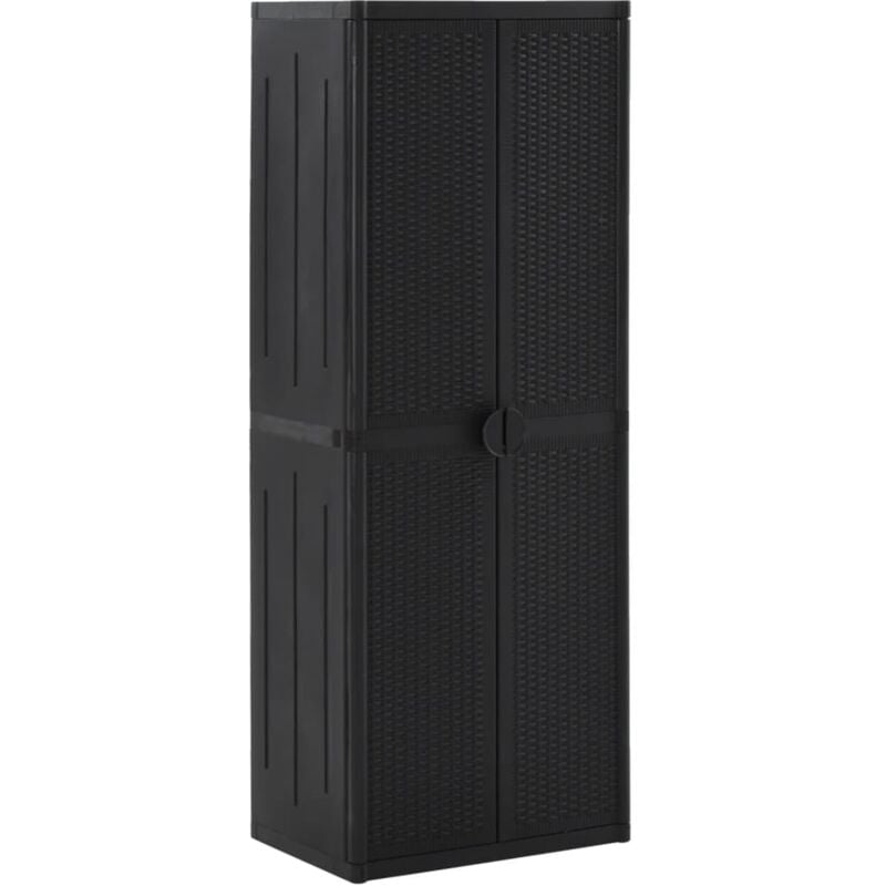 foto del prodotto armadio da giardino nero 65x45x172 cm in rattan pp