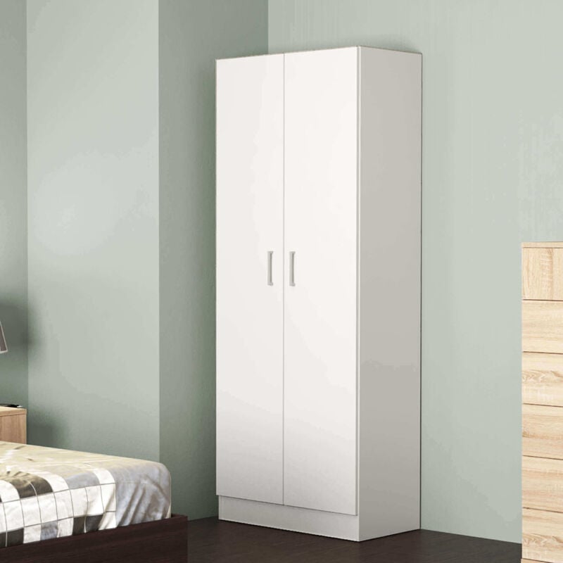 foto del prodotto armadio da interno guardaroba appendiabiti 2 ante in legno nobilitato bilaminato con asta appendiabiti linea classic marrone