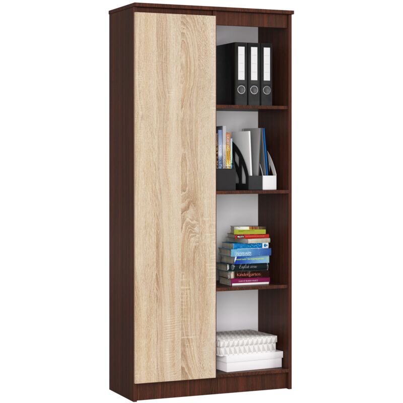 foto del prodotto armadio da ufficio akord r80 weng 80 cm 1 anta inserto frontale sonoma quercia 80x35x180 cm