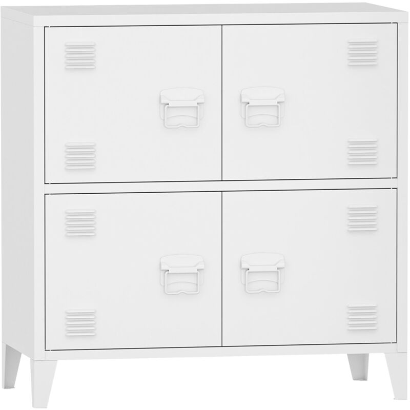 foto del prodotto armadio da ufficio armadietto da ufficio mobiletto per soggiorno ufficio camera da letto officina in metallo con 4 ante in acciaio 82 x 80 x 40 cm