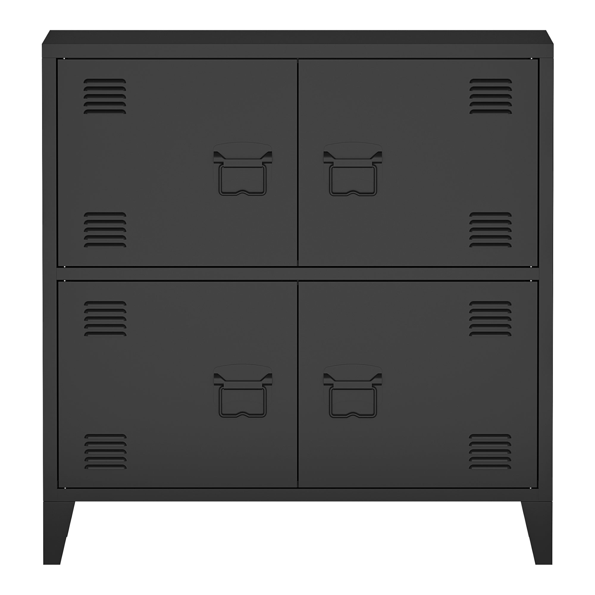 foto del prodotto armadio da ufficio armadietto da ufficio mobiletto per soggiorno ufficio camera da letto officina in metallo con 4 ante in acciaio 82 x 80 x 40 cm nero 03 0006327