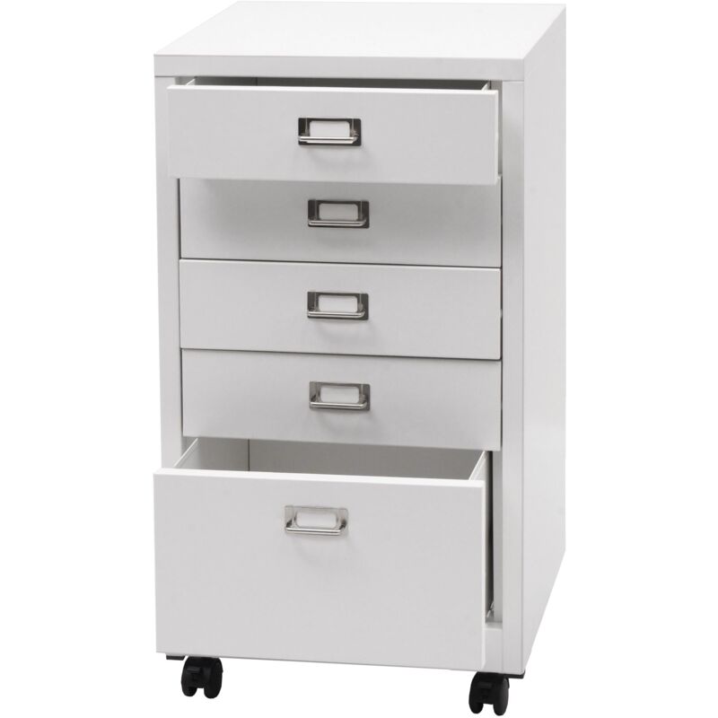foto del prodotto armadio da ufficio con cassettiera in acciaio laminato a freddo bianco 75 x 40 x 41 cm 5 cassetti 040008269