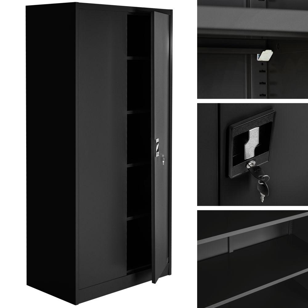 foto del prodotto armadio da ufficio con serratura con 4 ripiani, mobile nero a 5 livelli 08 0000384