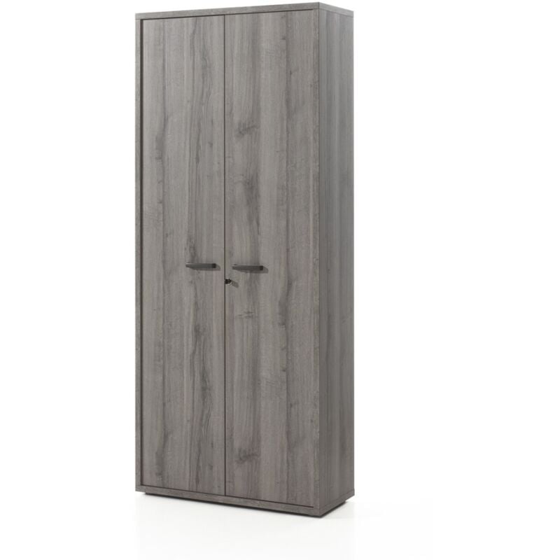 foto del prodotto armadio da ufficio mobile con 2 porte e scaffali in grigio effetto legno collezione soon meublorama
