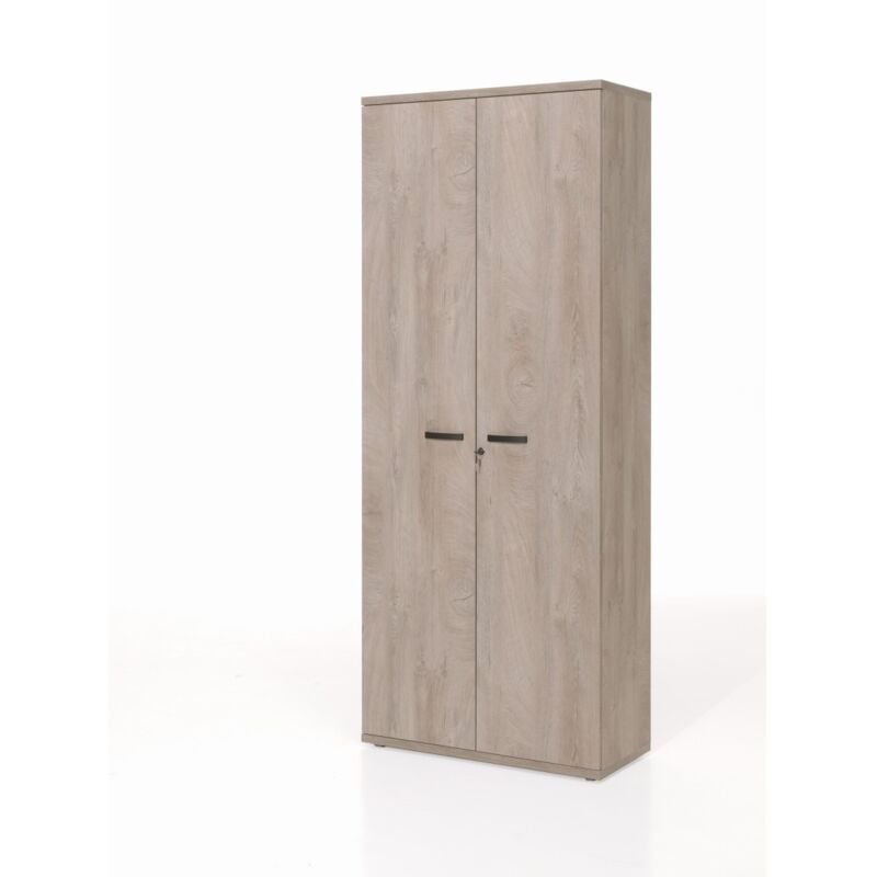 foto del prodotto armadio da ufficio robusto mobile con 2 porte e scaffali colore rovere grezzo. collezione yukon