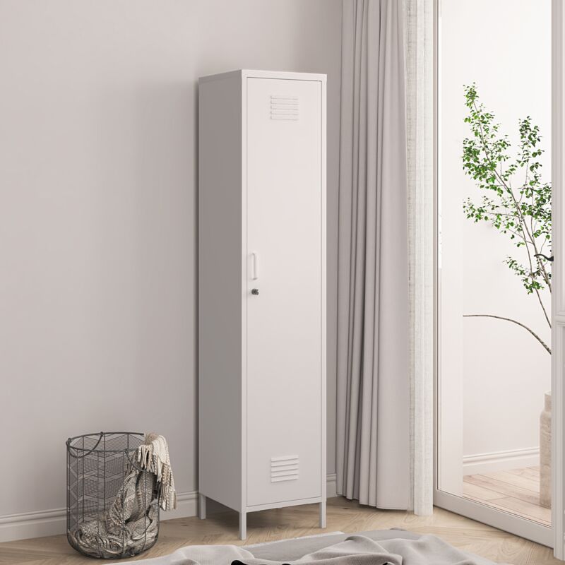 foto del prodotto armadio da ufficio sein joki in acciaio 180 x 38 x 38 cm bianco en.casa 