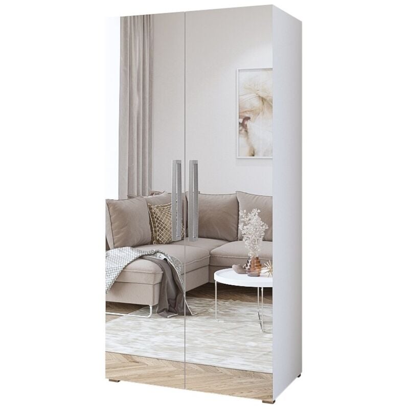 foto del prodotto armadio design 100 cm 2 porte con grandi specchi collezione jupiter