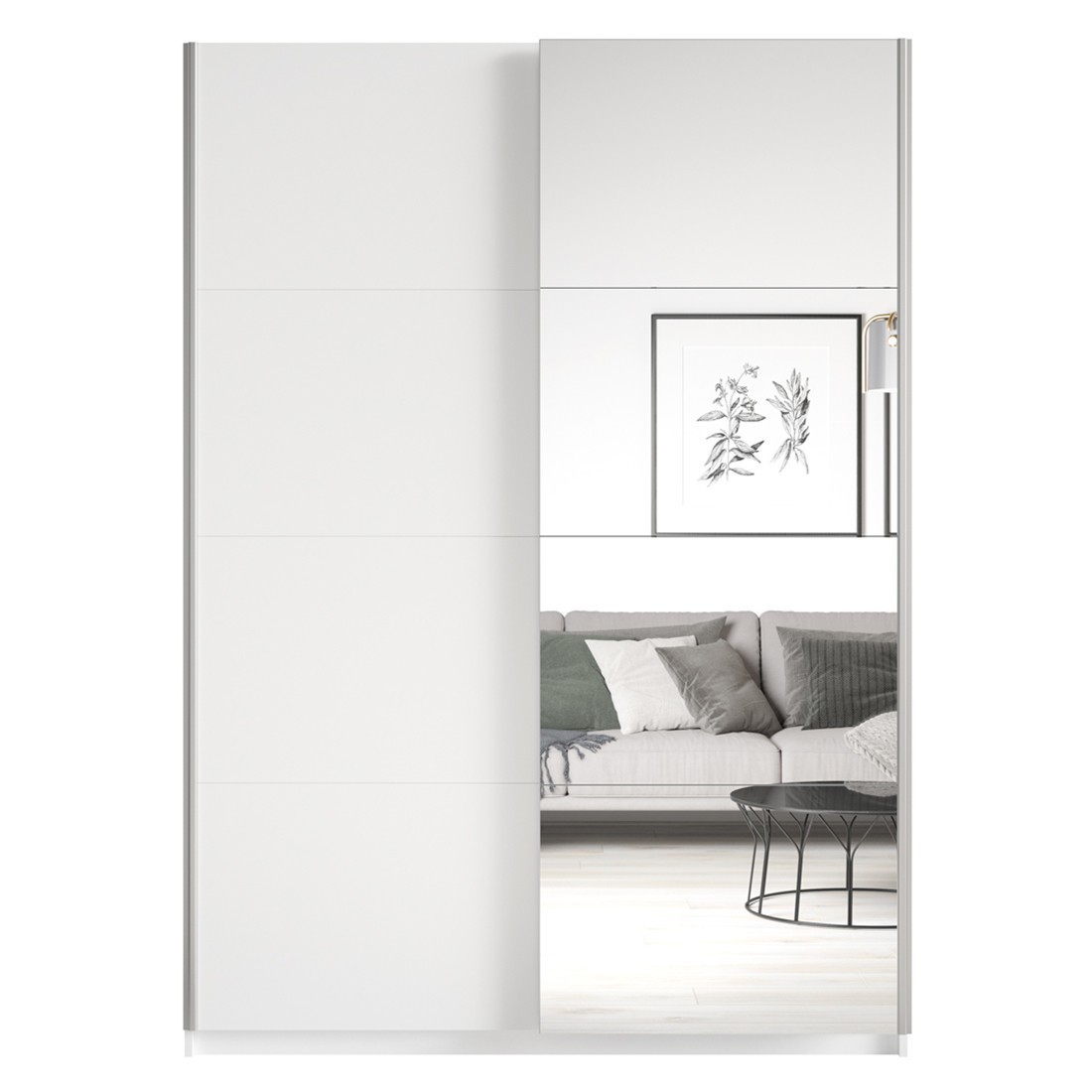 foto del prodotto armadio design 120cm. 2 porte con specchi modulari. colore bianco opaco. collezione eos.