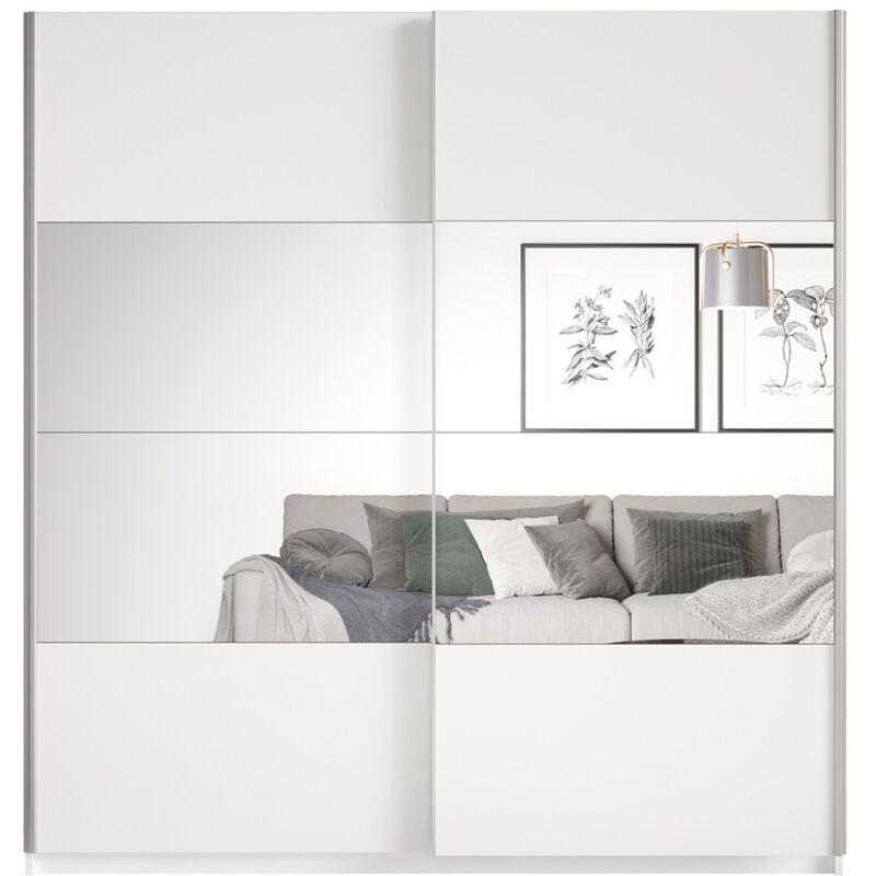 foto del prodotto armadio design 180cm. 2 porte con specchi modulabili. colore bianco opaco. collezione eos
