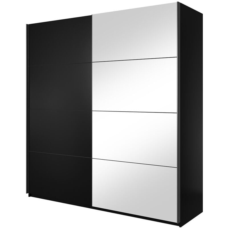 foto del prodotto armadio design 180cm. 2 porte con specchi modulabili. colore nero opaco. collezione eos