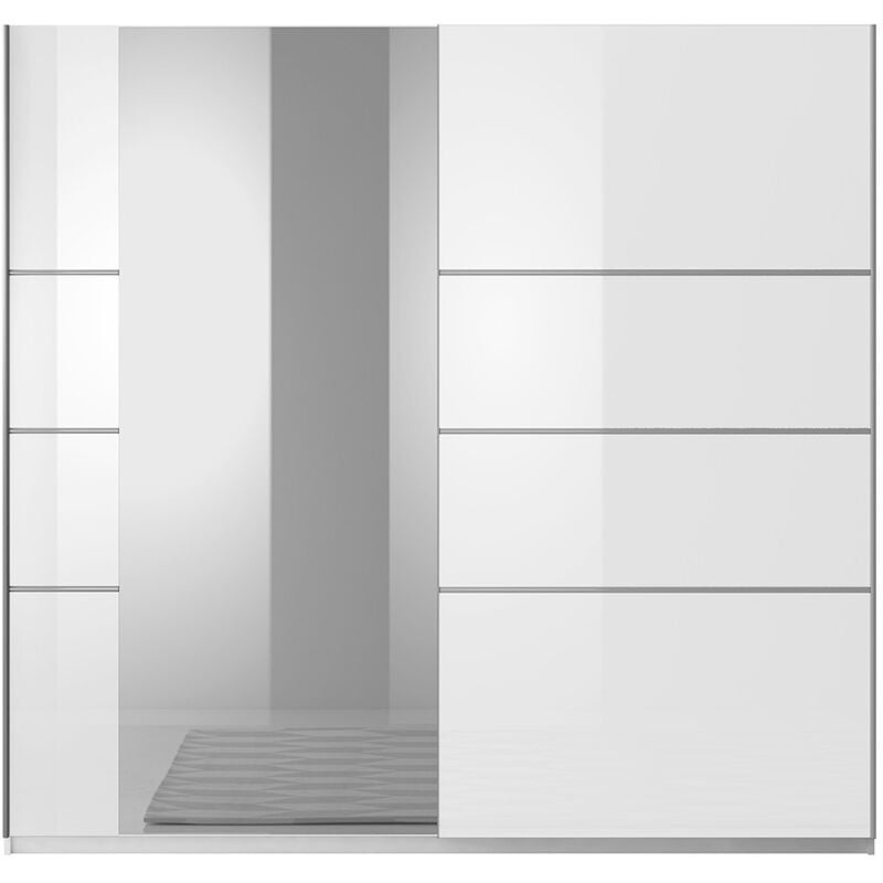 foto del prodotto armadio design 2 porte 180 cm con specchio. colore bianco lucido. collezione eos