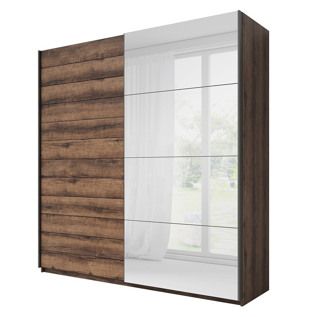 foto del prodotto armadio design 2 porte 180cm colore rovere scuro. collezione eos