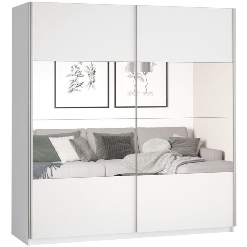 foto del prodotto armadio design 220cm. 2 porte con specchi modulari. colore bianco opaco. collezione eos.