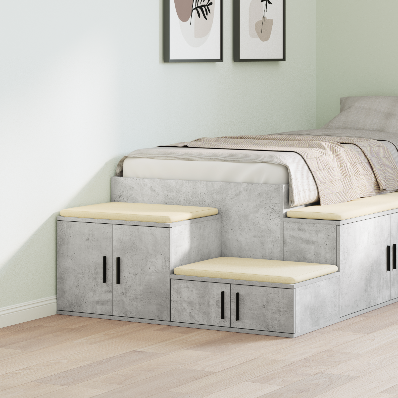 foto del prodotto armadio di stoccaggio grigio cemento 127x41x40 cm legno ingegnerizzato