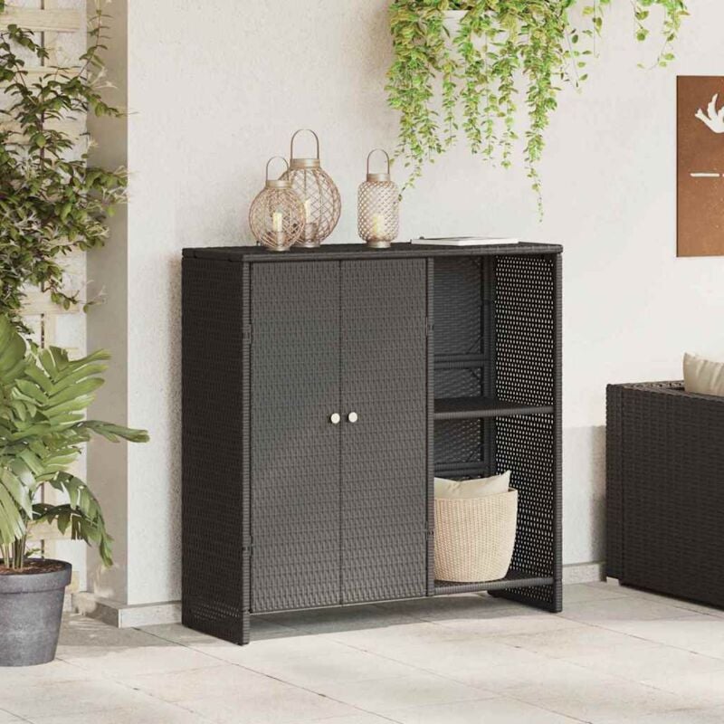 foto del prodotto armadio di stoccaggio nero 100x36x102 cm in rattan vidaxl