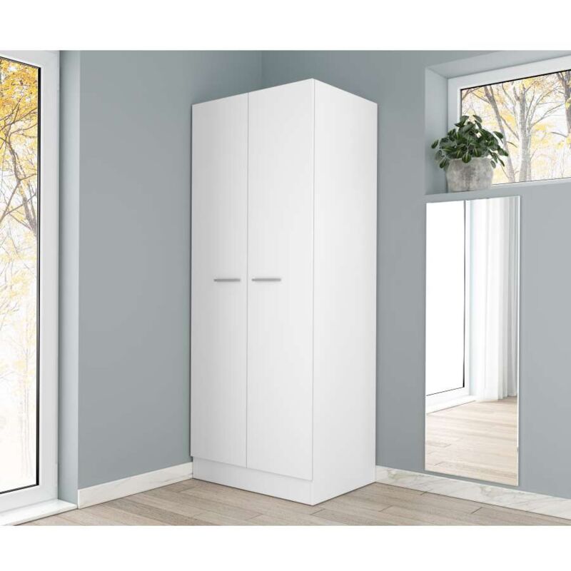 foto del prodotto armadio doppia anta bianco design elegante e funzionale 71x51,5x181h cm