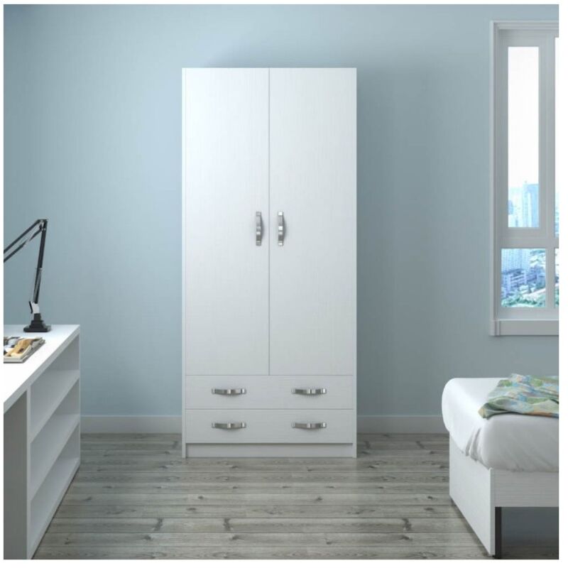 foto del prodotto armadio due ante e cassetti 91x52x210h colore bianco arm290c