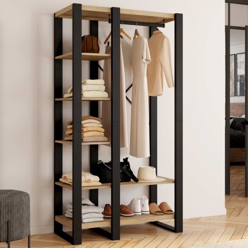 foto del prodotto armadio e scaffalatura onyx in legno e nero