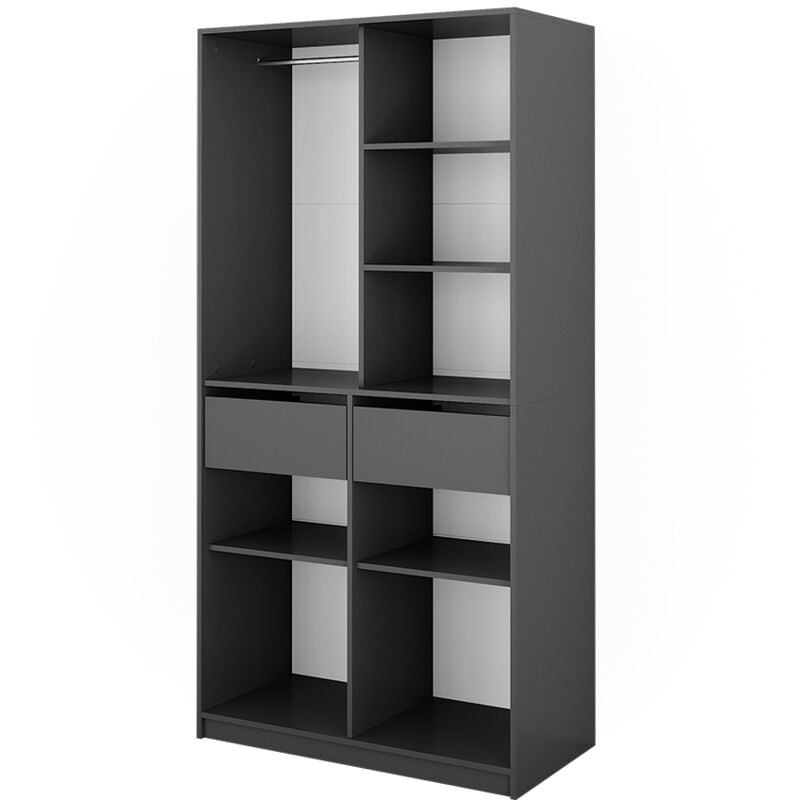 foto del prodotto armadio elmo, antracite, 100 x 200 cm con 2 cassetti vicco