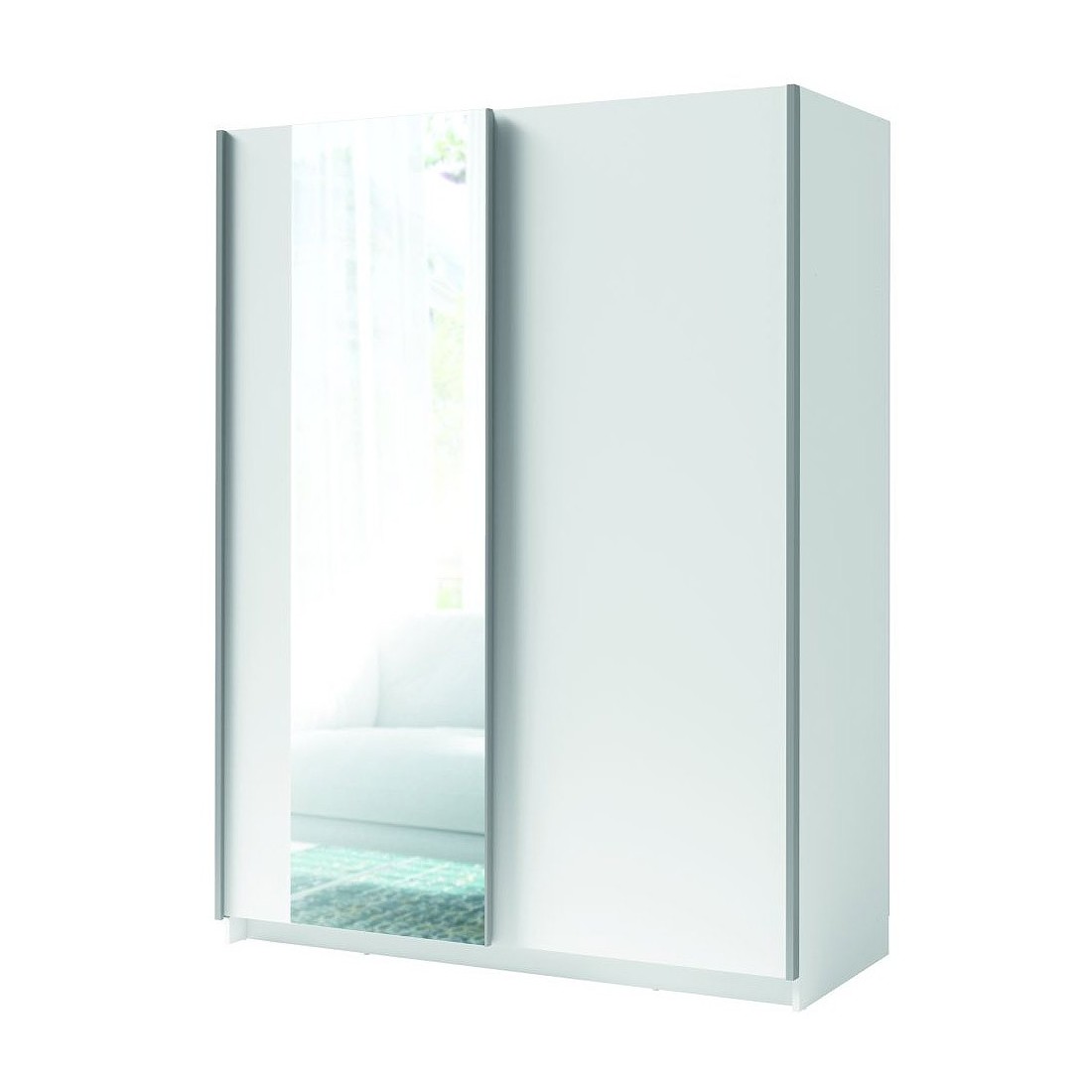 foto del prodotto armadio gozu 2 porte scorrevoli con specchio colore bianco 150 x 198 x 62 cm