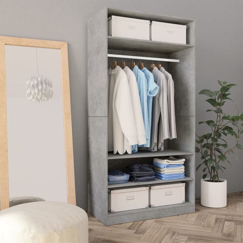 foto del prodotto armadio grigio cemento 100x50x200 cm in legno multistrato