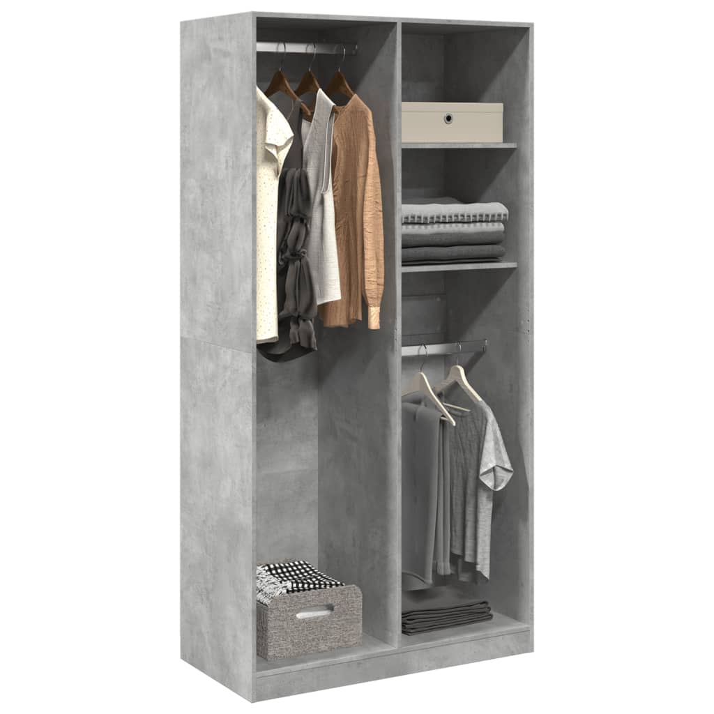 foto del prodotto armadio grigio cemento 100x50x200 cm in legno multistrato
