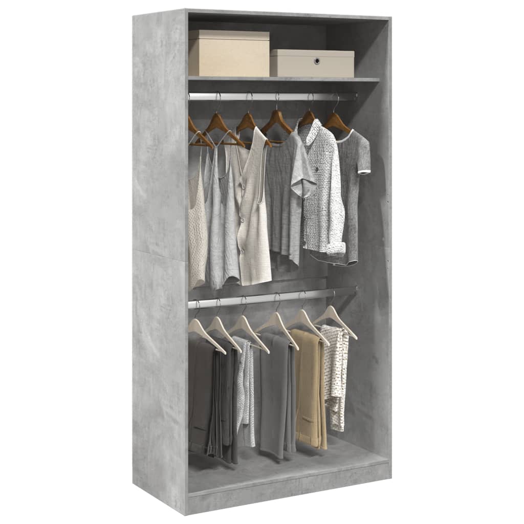 foto del prodotto armadio grigio cemento 100x50x200 cm in legno multistrato