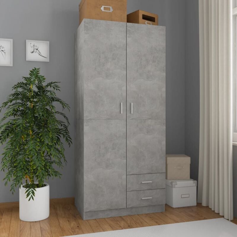 foto del prodotto armadio grigio cemento 80x52x180 cm in legno multistrato vidaxl