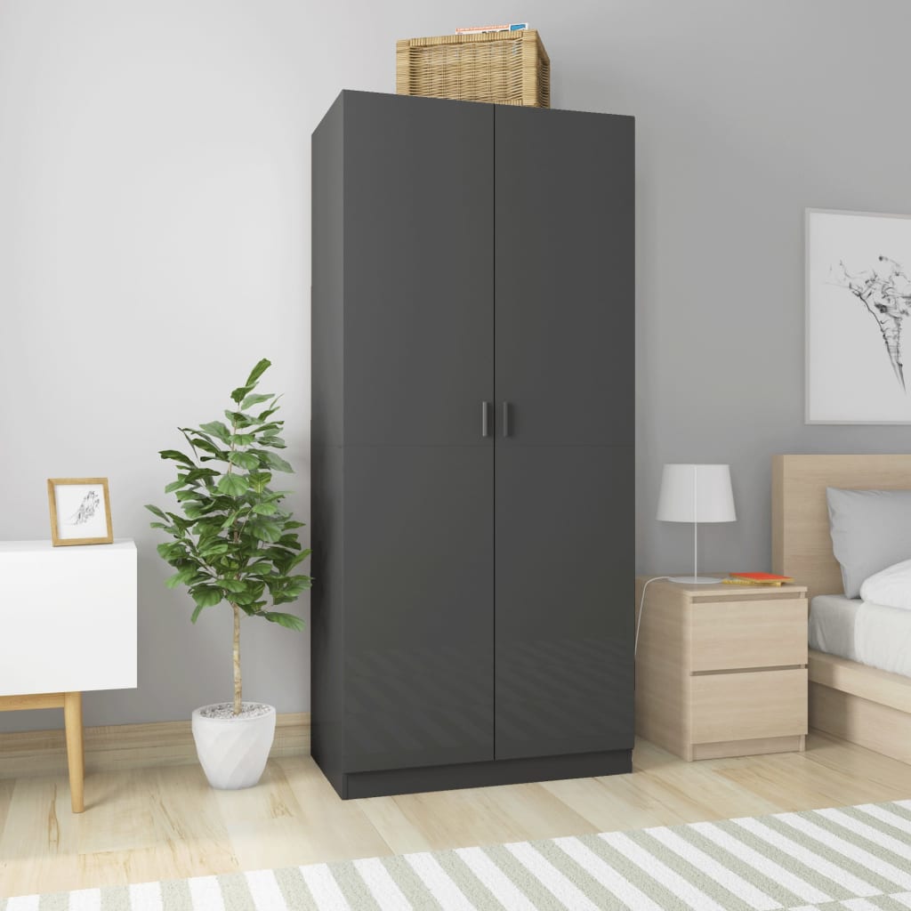foto del prodotto armadio grigio lucio 90x52x200 cm in truciolato cod mxl 69870