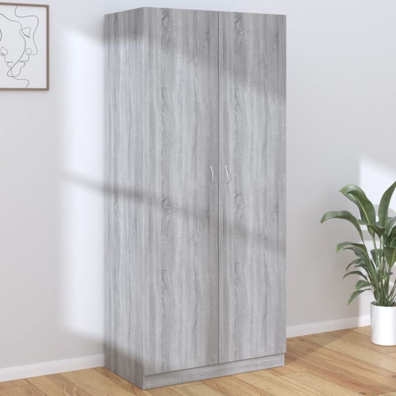 foto del prodotto armadio grigio sonoma 90x52x200 cm in legno multistrato vidaxl