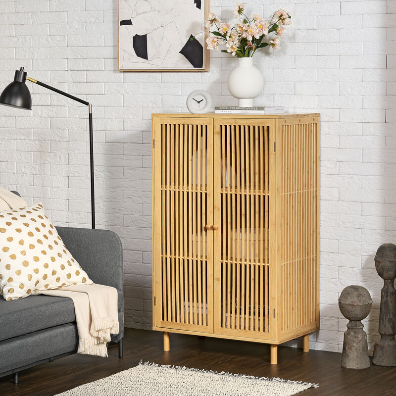 foto del prodotto armadio grong a 2 ante credenza bassa 110 x 66 x 40 cm bamb naturale en.casa 