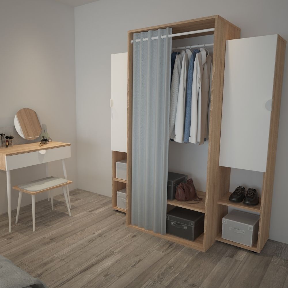 foto del prodotto armadio guardaroba 150x56x184h cm krell rovere bianco