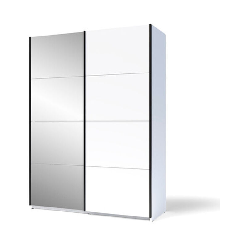 foto del prodotto armadio guardaroba 2 ante scorrevoli con specchio 150x58x204 cm smart bianco