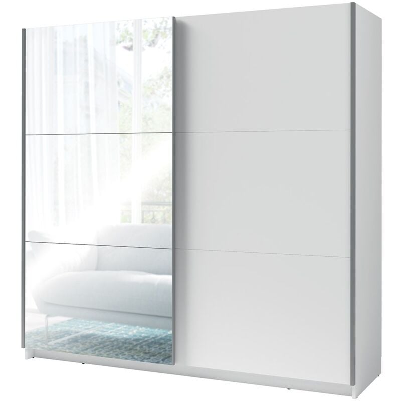 foto del prodotto armadio, guardaroba 200 cm 2 porte scorrevoli con specchio bianco collezione arsala