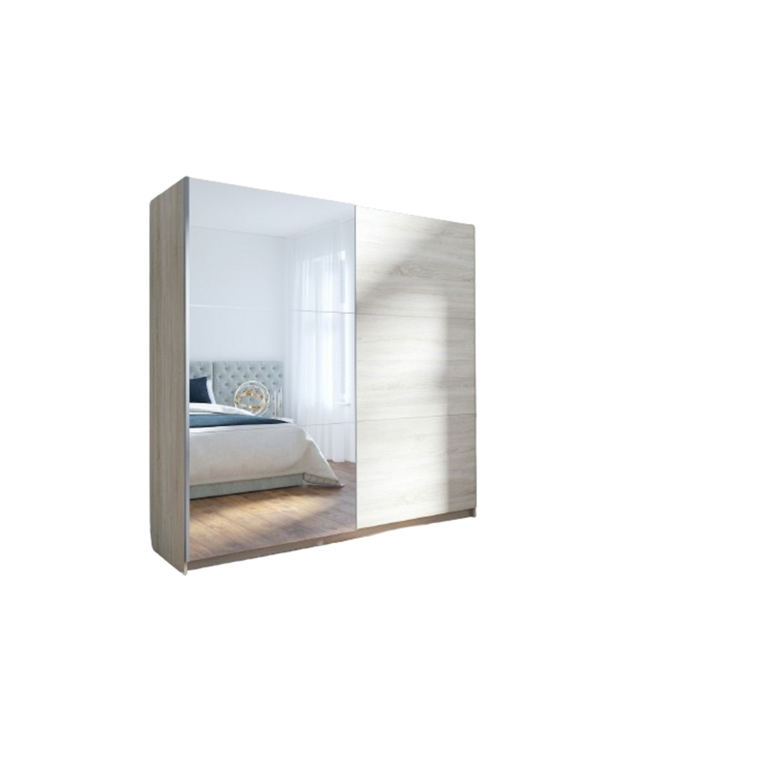 foto del prodotto armadio, guardaroba a 2 porte scorrevoli con specchio rovere sonoma collezione arsala