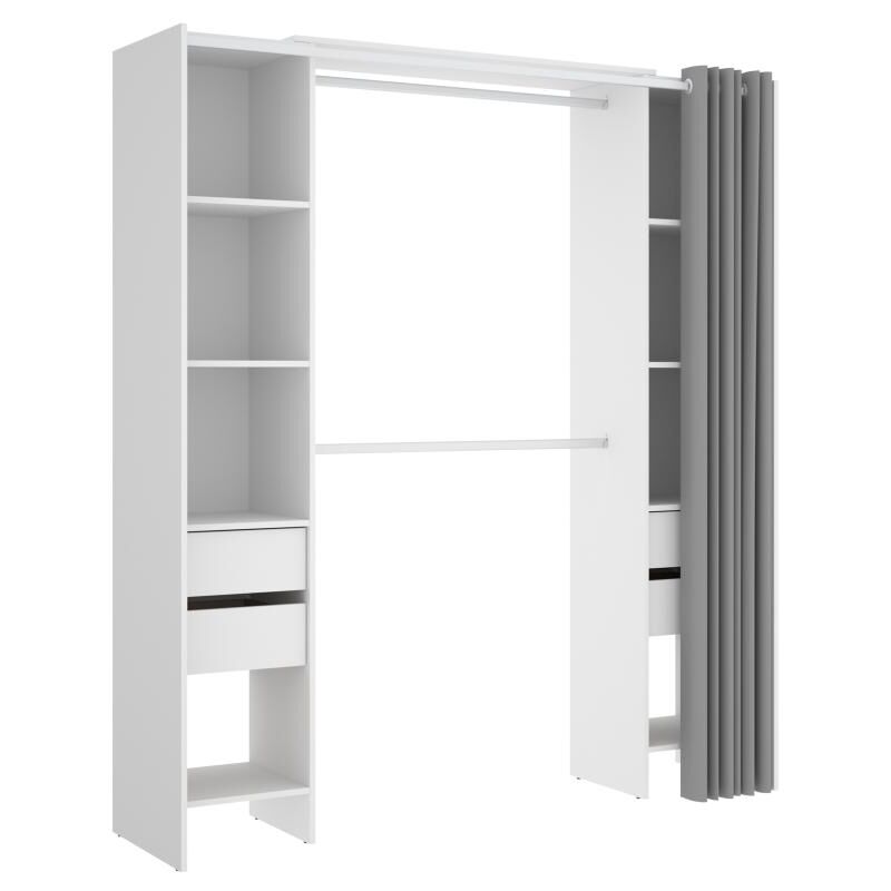 foto del prodotto armadio guardaroba allungabile con tenda l110 178 cm bianco lonaza