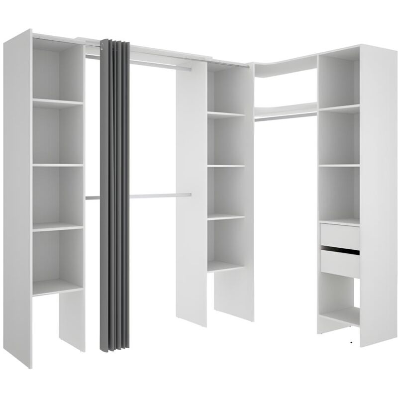 foto del prodotto armadio guardaroba angolare allungabile l164 234 cm bianco e grigio dorian