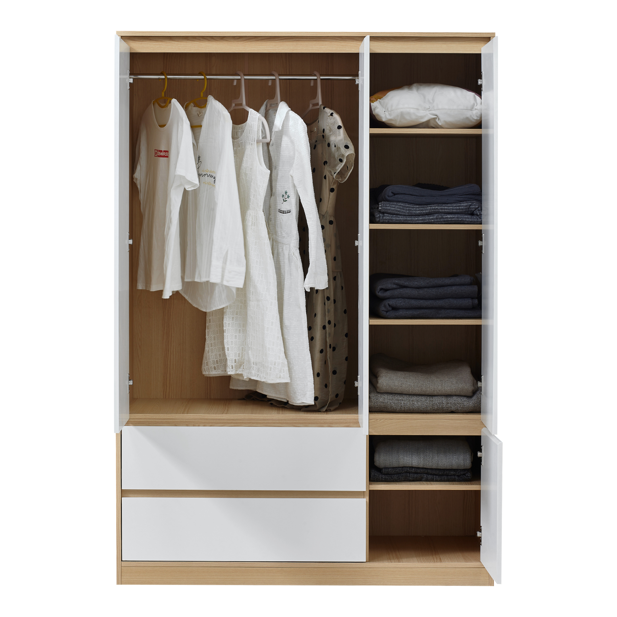 foto del prodotto armadio guardaroba bastheim con 6 scomparti 176 x 120 x 52 cm effetto rovere en.casa 