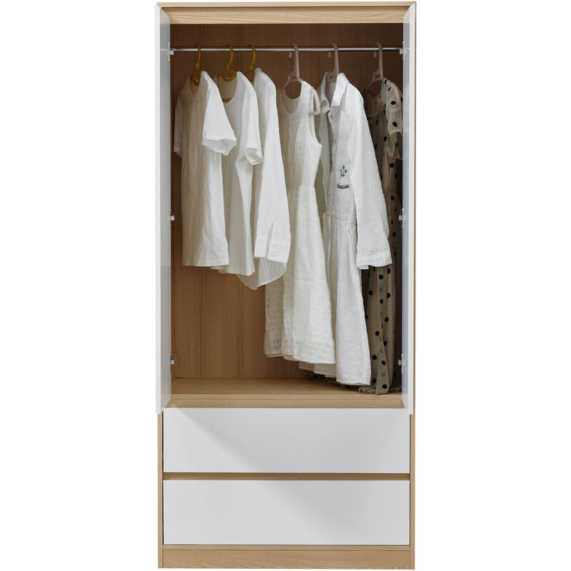 foto del prodotto armadio guardaroba bastheim con cassetti 176 x 80 x 52 cm effetto rovere en.casa 