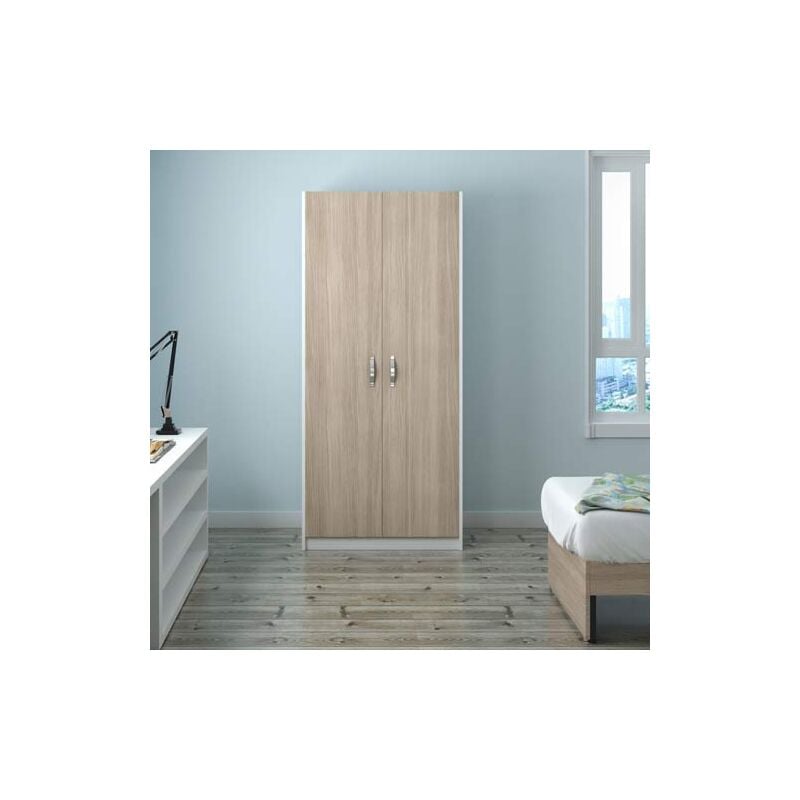foto del prodotto armadio guardaroba camera da letto due ante in legno.