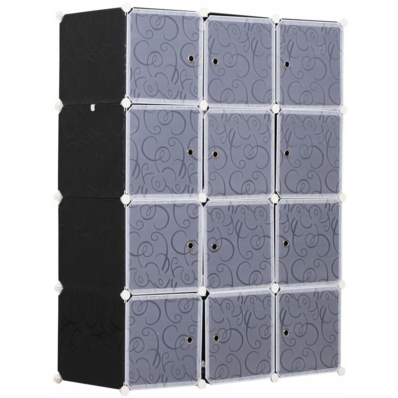 foto del prodotto armadio guardaroba componibile 111x47x145 cm bianco e nero